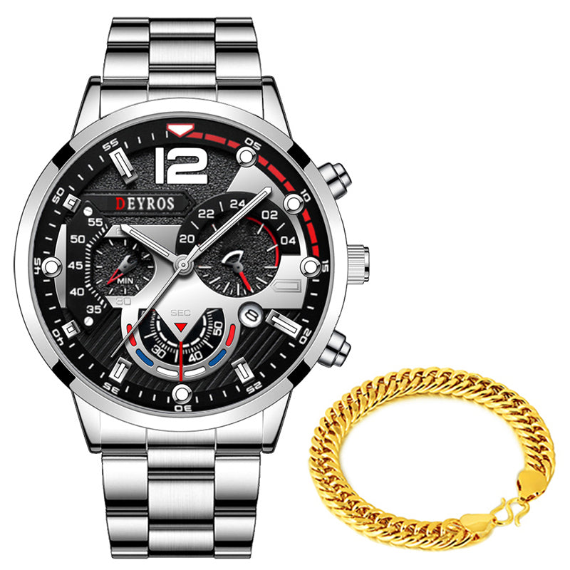 Six-hand Steel Band Quartz Watch Sports Men