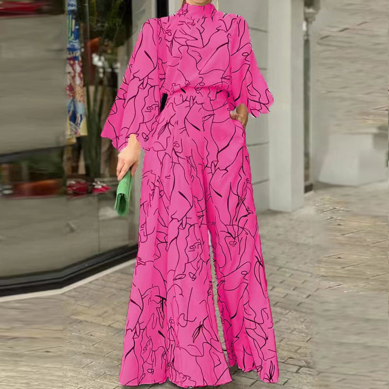 Elegant stribet jumpsuit til kvinder med nyt print
