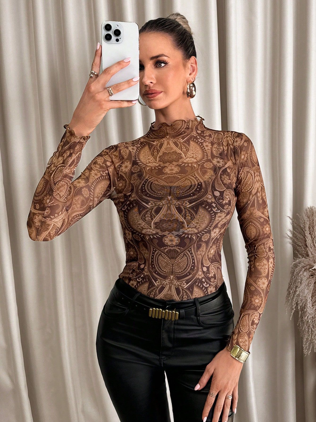 Women Sexy Leopard Mesh Fungus T-shirt