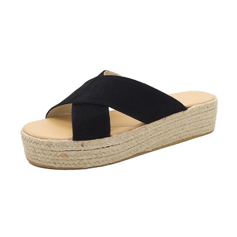 New Style Sandals And Sponge Cake Thick-Soled Hemp Rope Light-Soled Cross Slippers Women