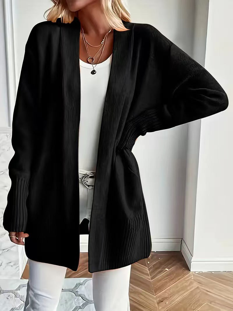 Plus Size Women's Solid Color Knit Casual Simple Cardigan