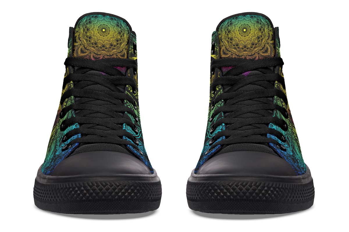 Men's And Women's Fashion Color Printing High-top Canvas Shoes