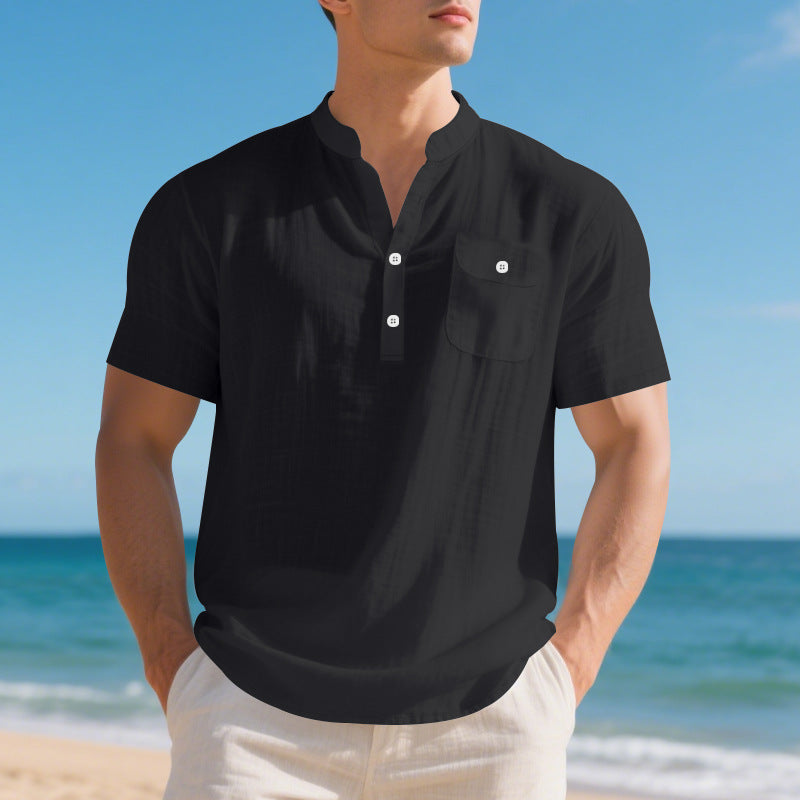 Summer American Linen Men's T-shirt Loose Casual