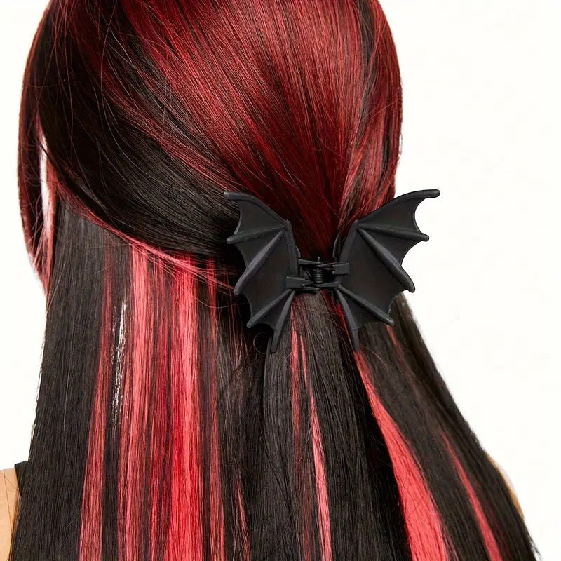 Matte Black Bat Barrettes Female