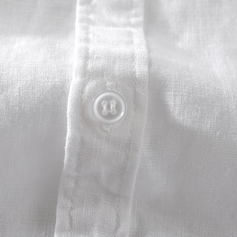 Short Sleeve Breathable Pure Linen Shirt For Men