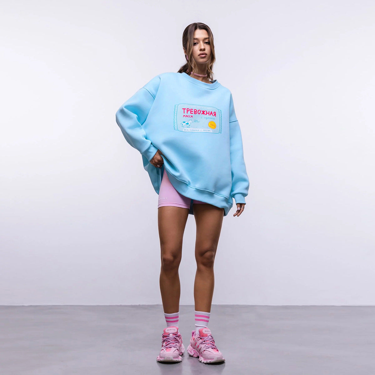 Kvinders afslappede løse sweatshirt med bogstavprint