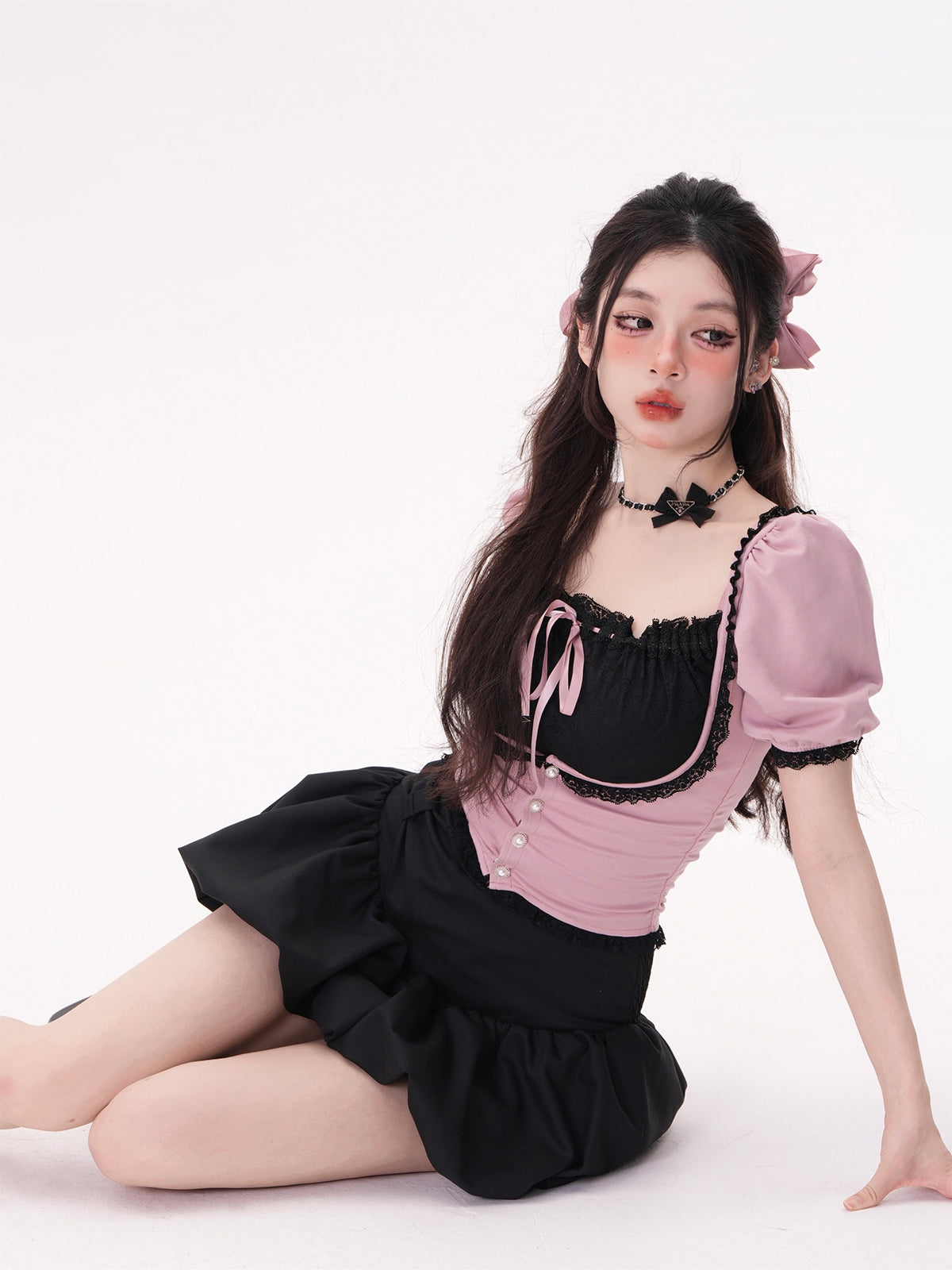 Bubble Sleeve Short T-shirt Women's Short Summer Top