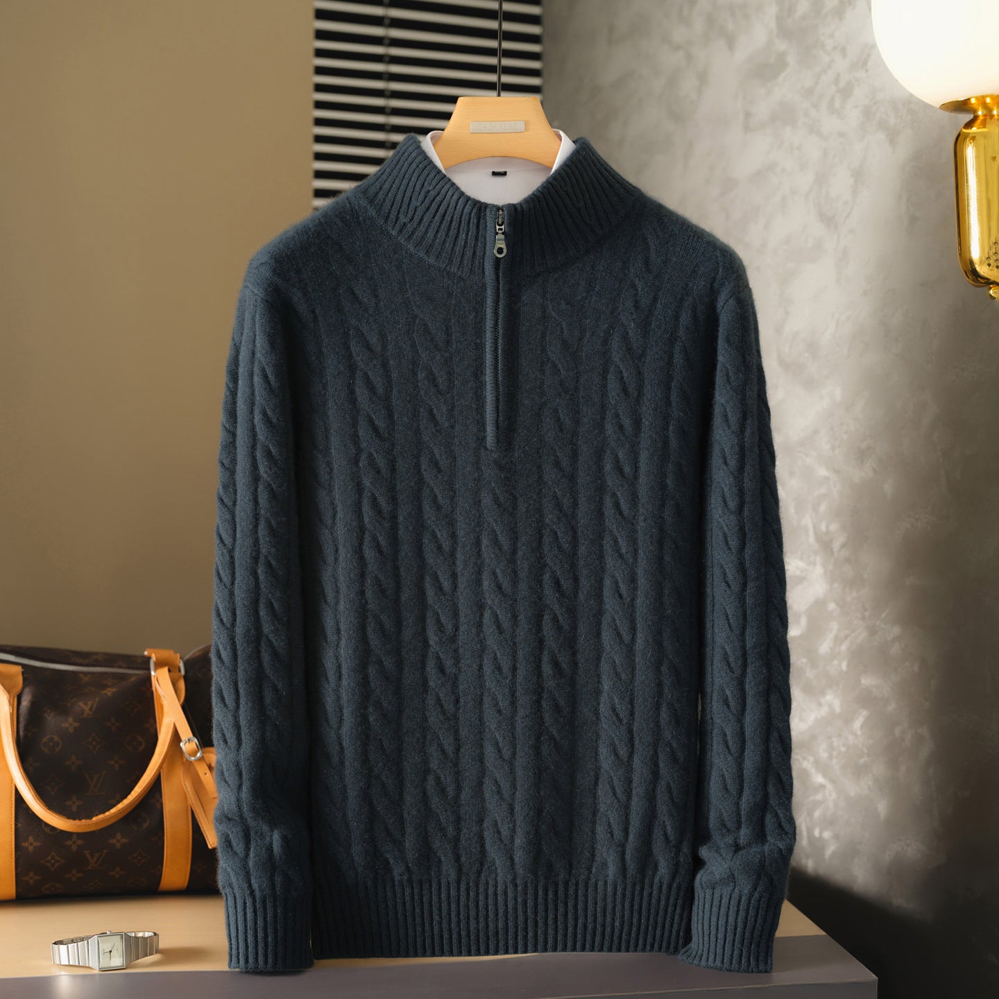 Versatile Casual Half-Neck Thermal Sweater In Pure Cashmere