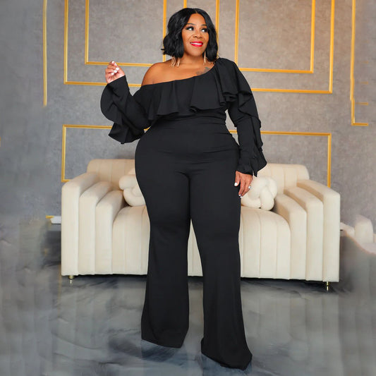 Ensfarvet, Moderne, Løstsiddende Off-shoulder Tube-Jumpsuit Til Kvinder