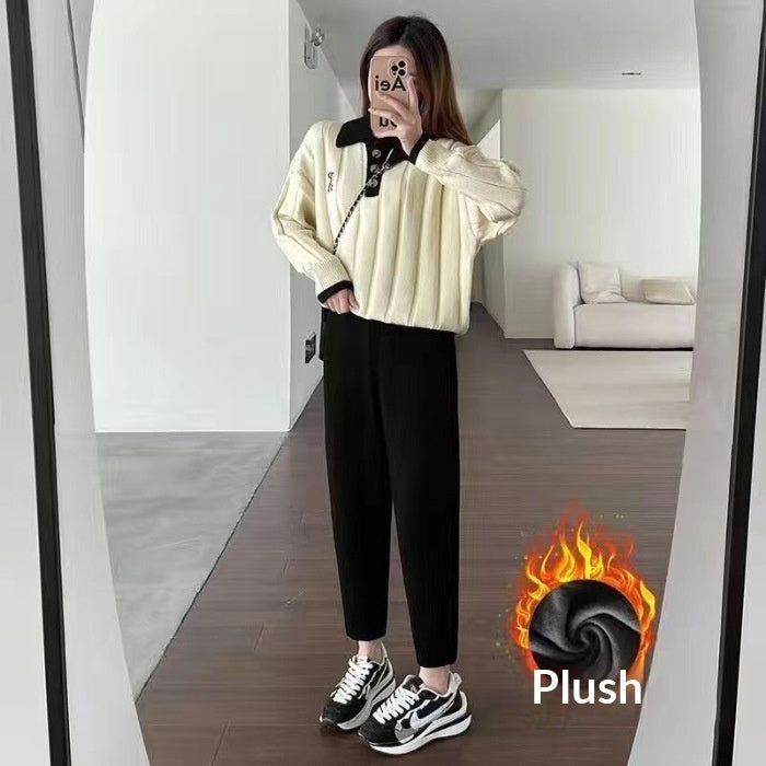 Womens Stylish Casual Padded Loose-fitting Pants