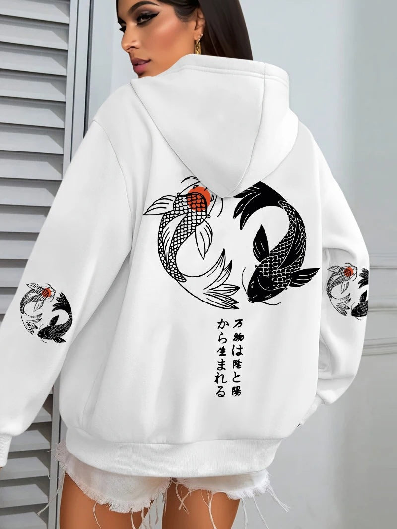 Harajuku Illustration-Print Womens Japanese Mallow Sweatshirt