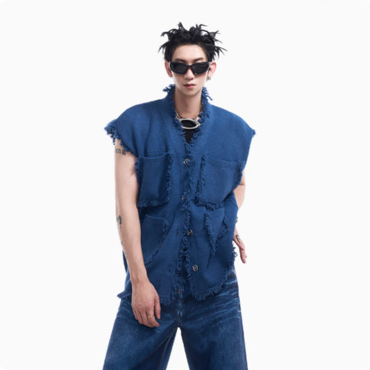Special-interest Design V-neck Sweater Vest Coat Men's Autumn