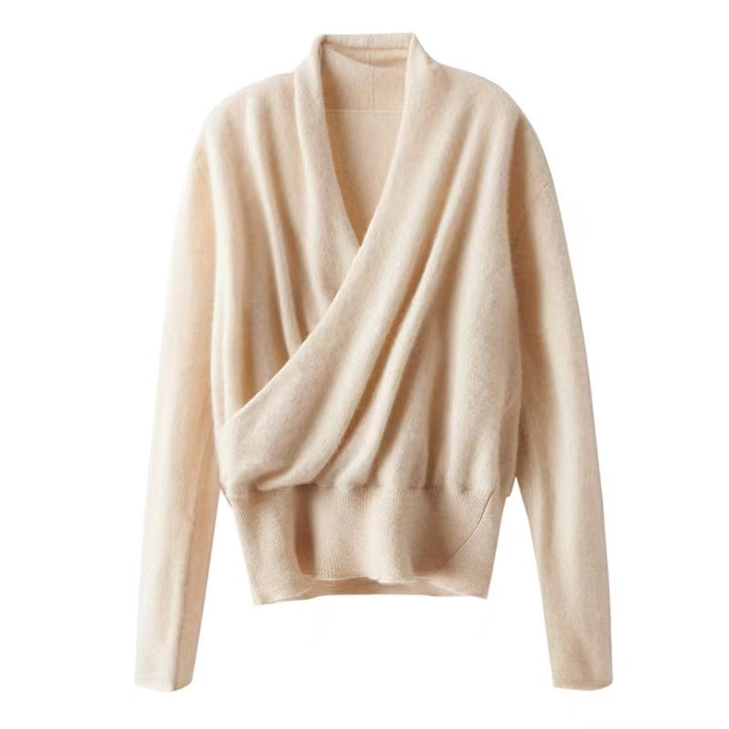 Women's Wool Skin-friendly Cross-collar Top