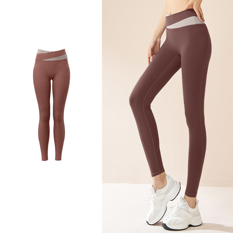 Sammenføjede højtaljede yogabukser Butt Lift Sømløse leggings Hurtigtørrende løbesportsfitnessbukser til kvindetøj