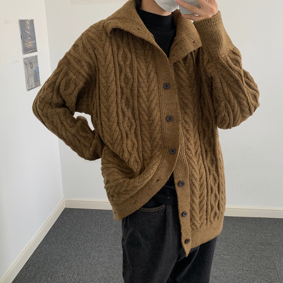 Korean Vintage Twist Lapel Knit