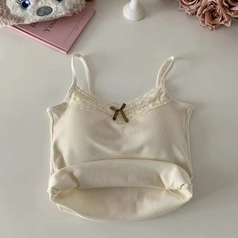 Bow Lace Seamless With Braces And Breast Pad