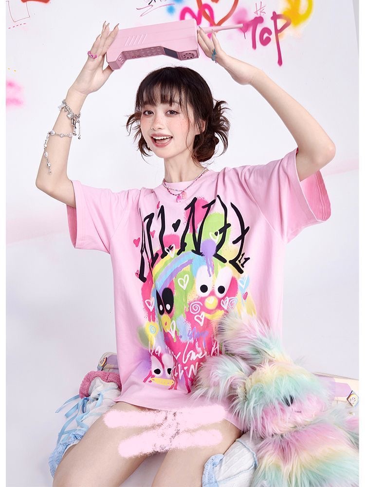 Graffiti Printing Street Hip-hop Creative Women's T-shirt