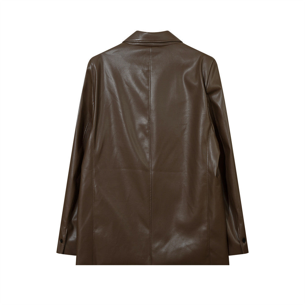 Men's Loose European And American Style Street Autumn And Winter Ruoshuai Motorcycle Clothing Leather Coat
