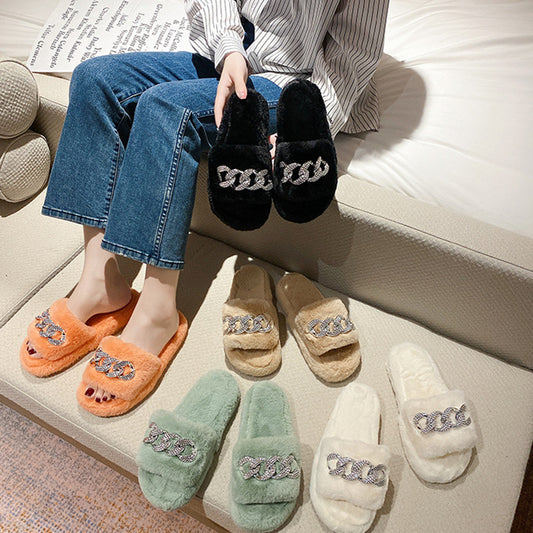 Women's Fashion All-match Non-slip New Style Plush Slippers