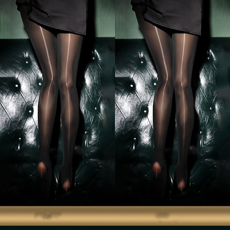 Black Sexy Oily Stockings Women's Summer Ultra-thin Pearl Shiny Gold  Crotch Bottoming Panty Socks Net Red Tide