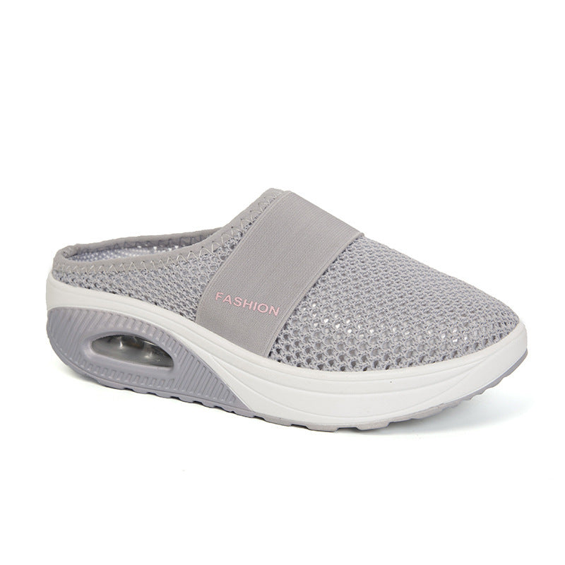 Daily Casual Baotou Mesh Round Head Wedge Heel Plus Size Slippers