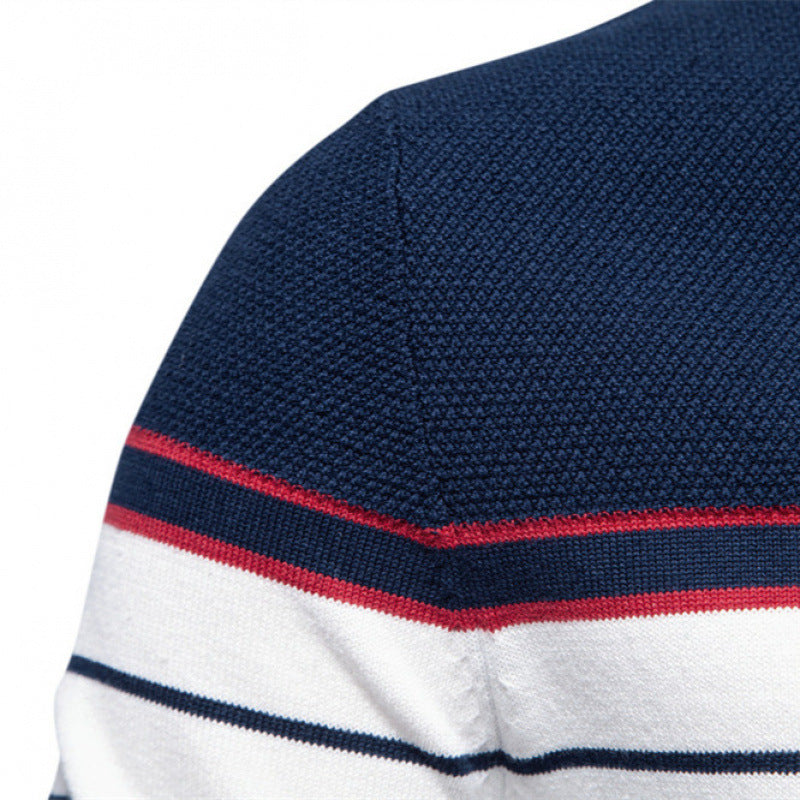 Stribet casual langærmet sweater til mænd i farvematch