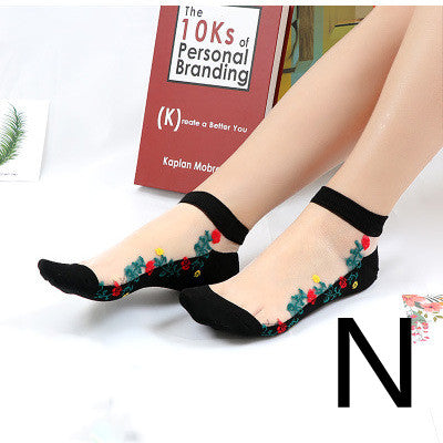 Short Transparent Non-slip Wear-resistant Invisible Cotton Bottom Crystal Boat Socks