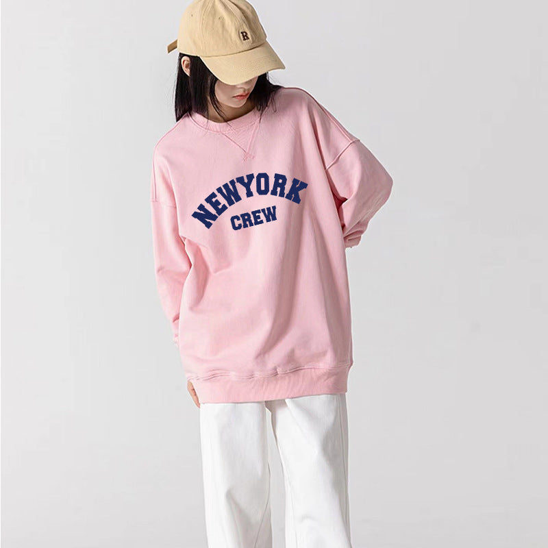 Printet Plysset Løstsiddende Sweater Til Kvinder