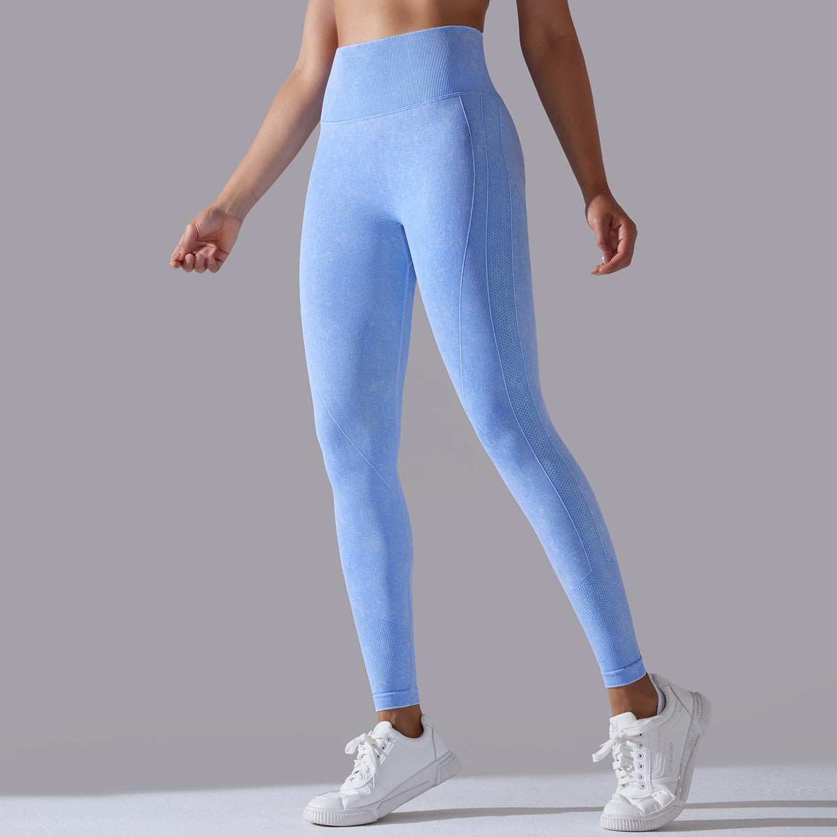 Strikkede sømløse yogabukser Løbesport Fitness Højtaljede baldeløftende leggings Damebeklædning