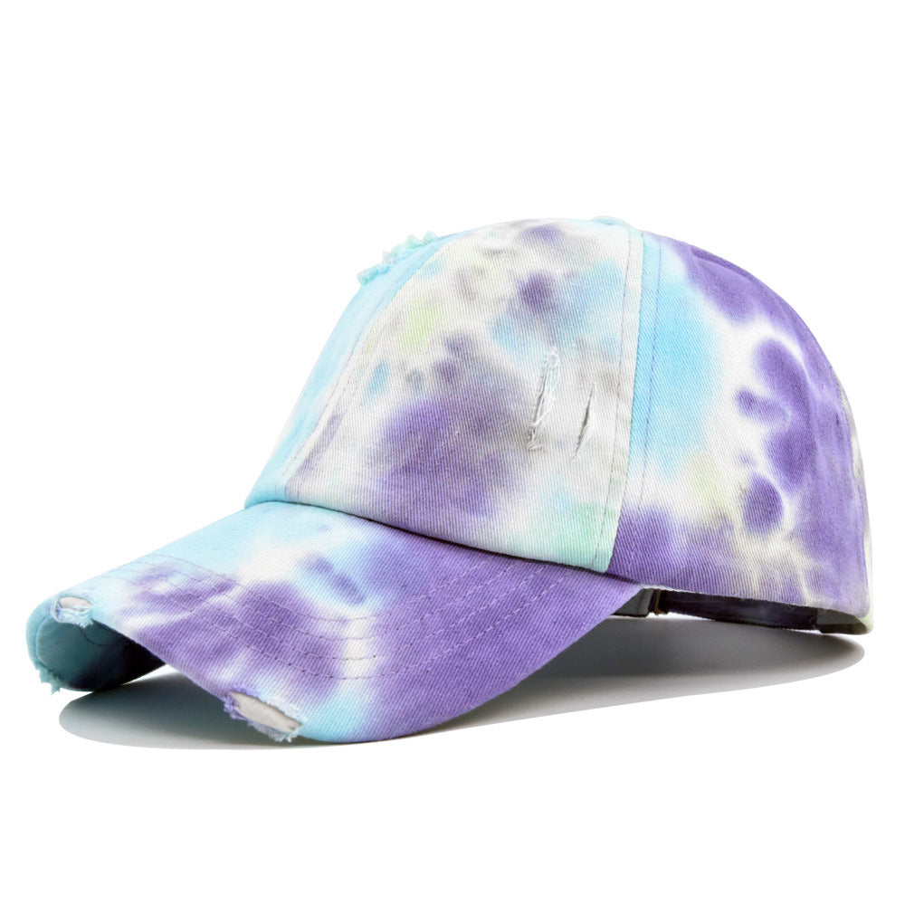 Women's Fashionable Broken Hole Graffiti Cap