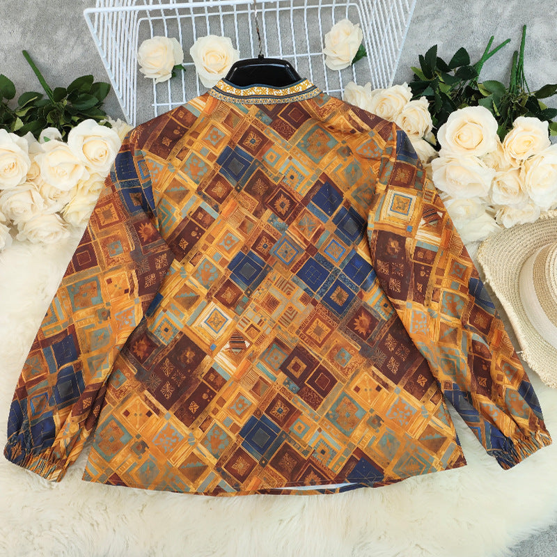 Women's Fashionable Printed Casual Long Sleeve Loose Top