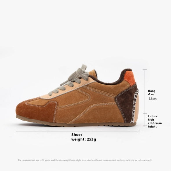 Sunset Forest Deconstruction Retro German Training Shoes Women's Shoes With Hidden Heels Genuine Leather Spring New Cortez Casual