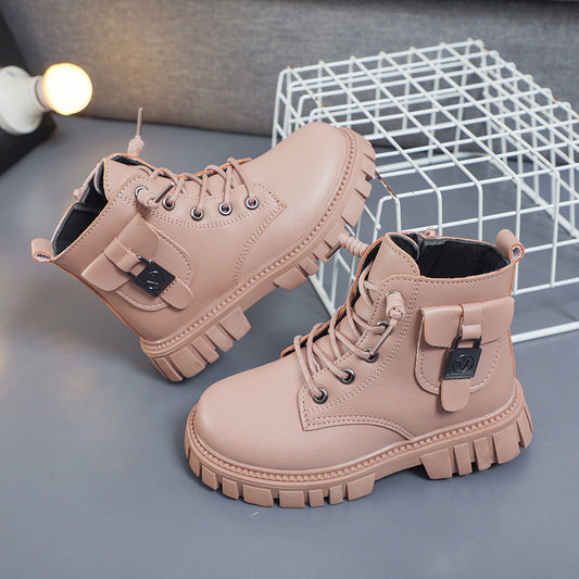 Girls' Fashion Short New Versatile Martin Boots Simple