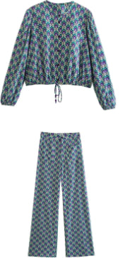 Women's Printing Coat Trousers Suit