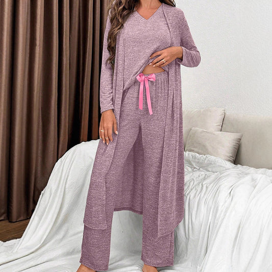Womens Relaxed-fit Loose-fitting Solid-color Three-piece Set
