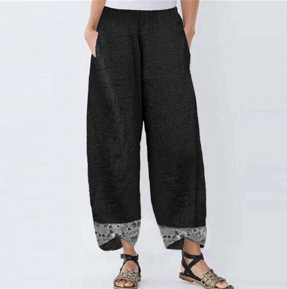 Womens Printed Patchwork Pants Printed Patchwork Skinny Pants