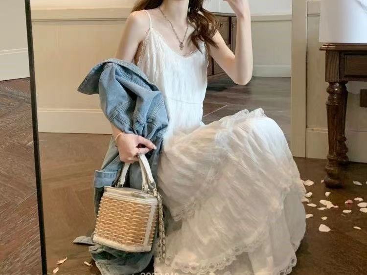French Sweet Lace Strap Dress Girl