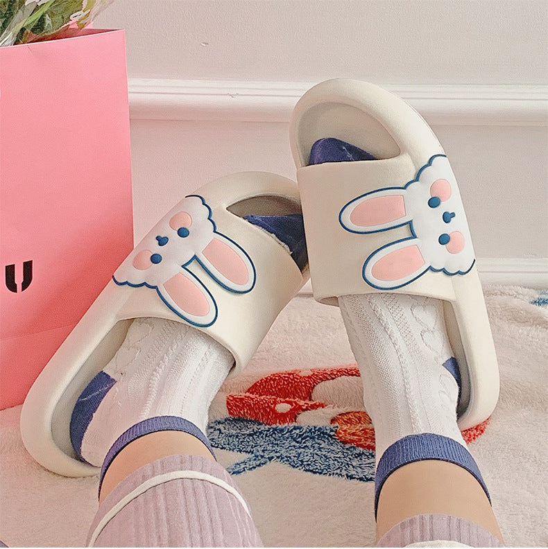 Female Cute Rabbit Girl Heart Ins Wind Soft Bottom Home Sandals