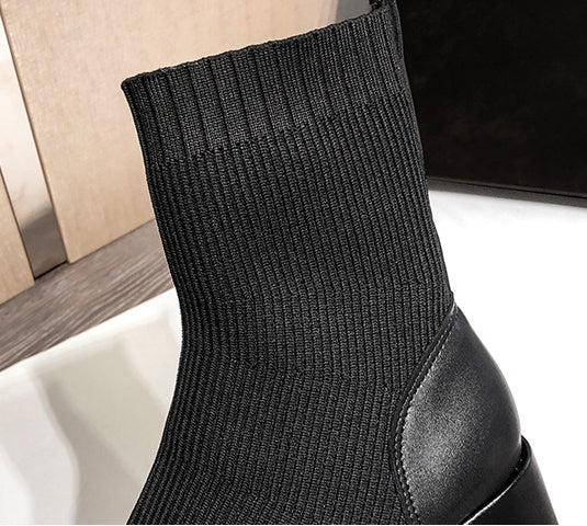 Net Celebrity Thin Socks Temperament Thick Heel Low Tube Martin Boots