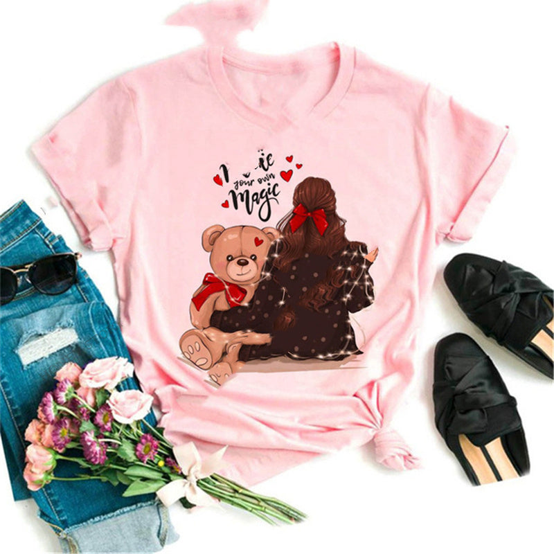 Christmas Print Girlfriends Red T-Shirt