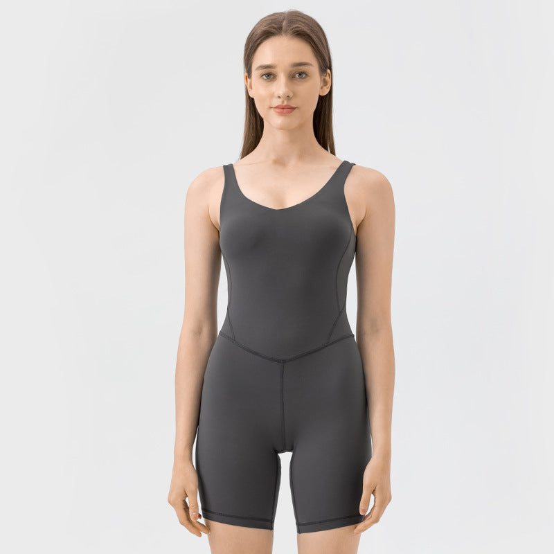 Women's Pure Color All-matching Casual Belly Contracting And Hip Lifting Jumpsuit