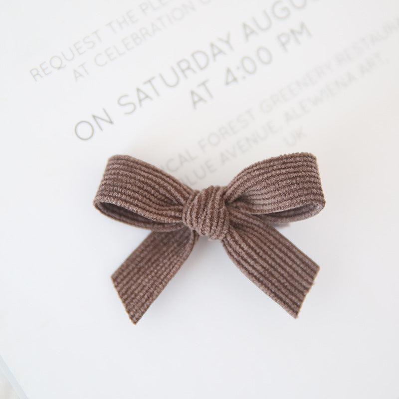 Baby Spring Autumn And Winter Corduroy Bow Hairpin 1pc