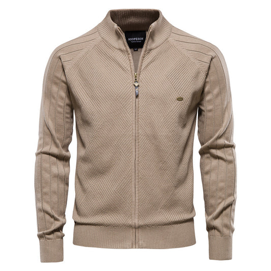 Autumn Cross-border Men's Cardigan New Men's Solid Color