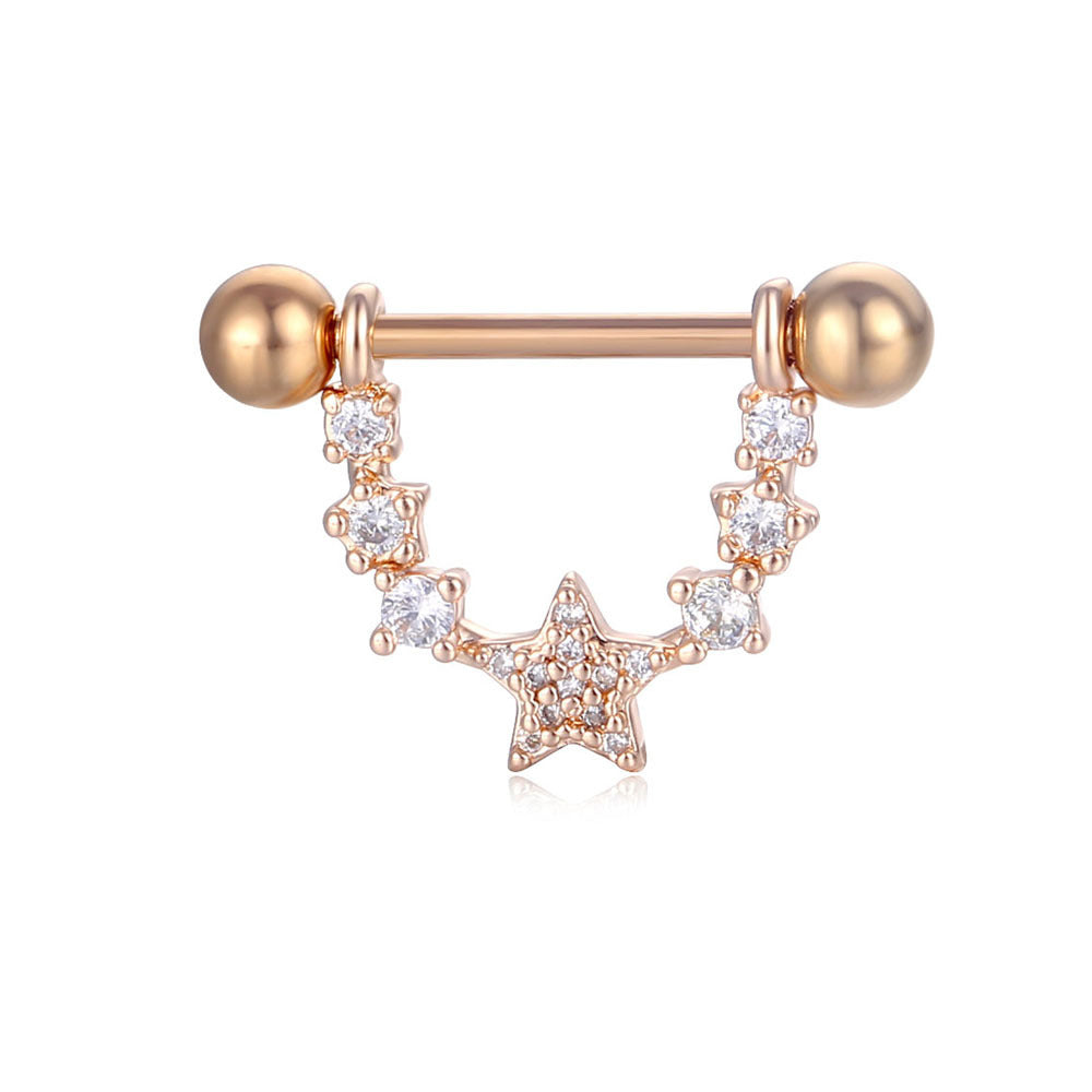 Puncture Nipple Ornament Inlaid Zircon Ring Nails