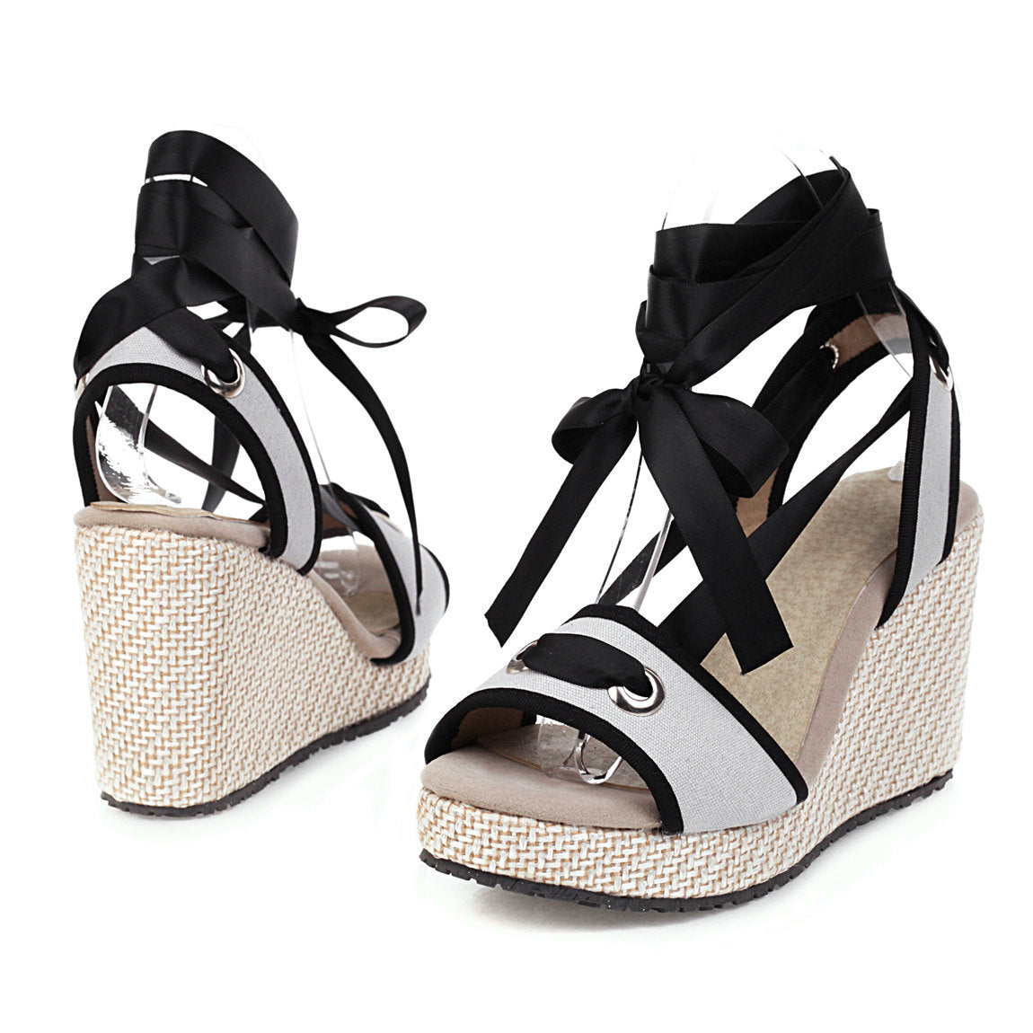 Women's Plus Size Platform Wedge Lace-up High-heel Sandals