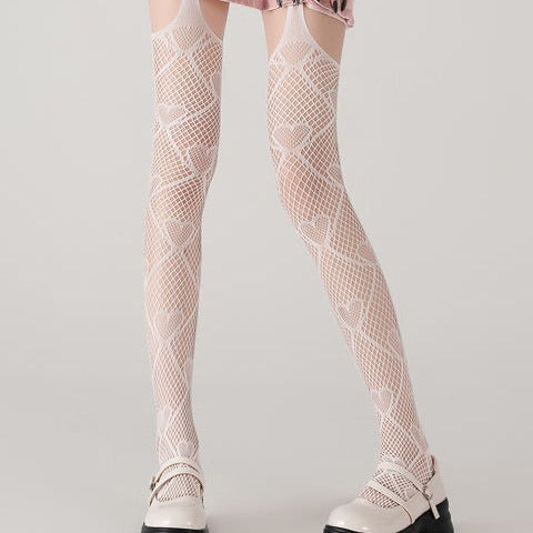 Women's High-Top Suspender Hollow-Out Sheer Tights