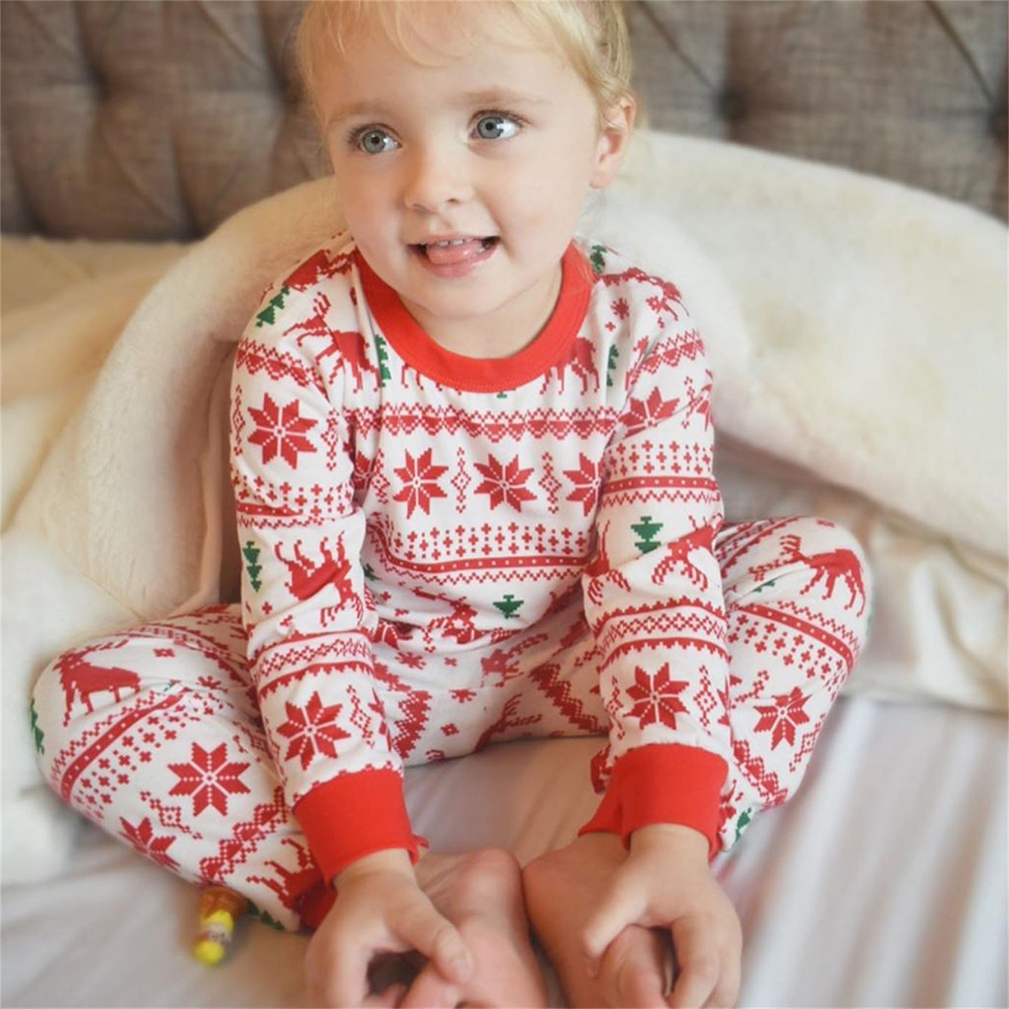 Hjemmetøj Pyjamas Juleprint Afslappet Sæt