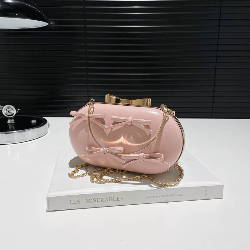 Mini Heart-Shape Plaid Clutch Women's Chain Shoulder Crossbody Bag