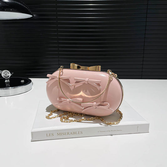Mini Heart-Shape Plaid Clutch Women's Chain Shoulder Crossbody Bag