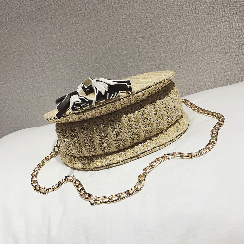 The New Korean Small Round Bag Made Of Grass Single Shoulder Bag Simple